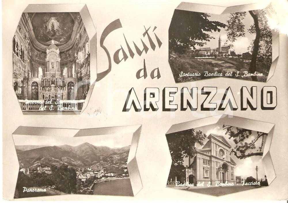 Cartolina originale da collezione 1960 ca ARENZANO GE Vedutine Basilica del Bambin GesÃ¹ di Praga Cartolina FG VG 1