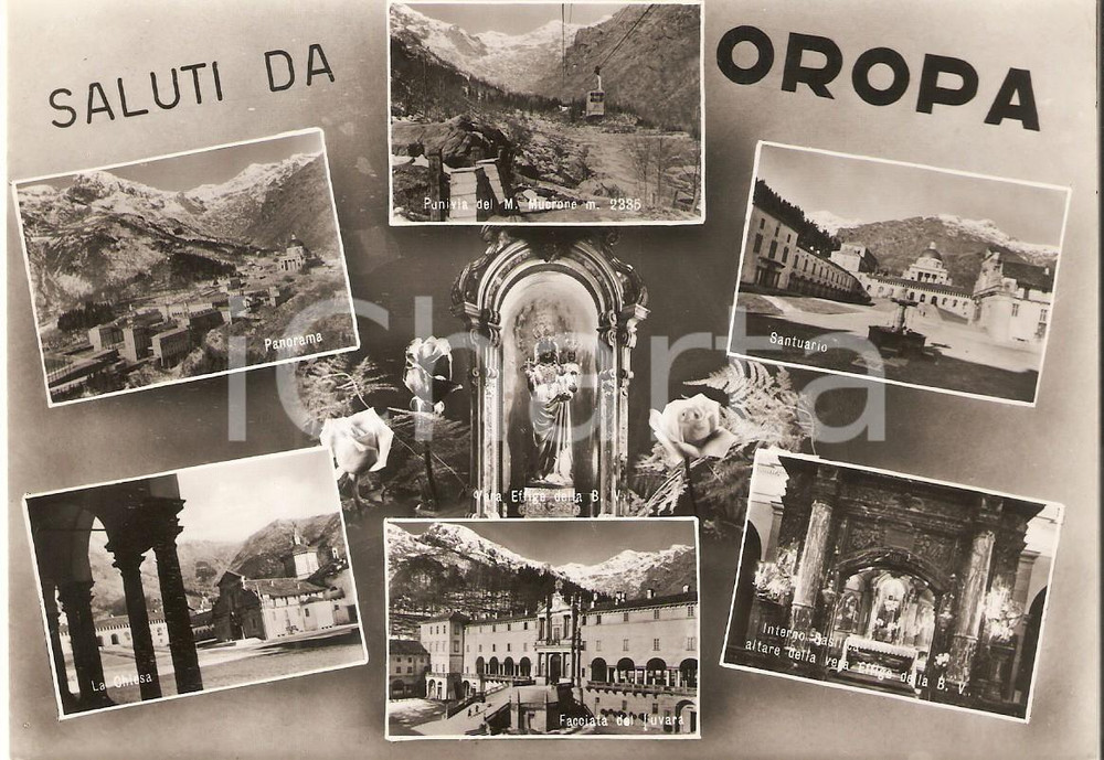 Cartolina originale da collezione 1960 ca BIELLA Vedutine Santuario di OROPA Funivia Monte MUCRONE Cartolina FG VG 1