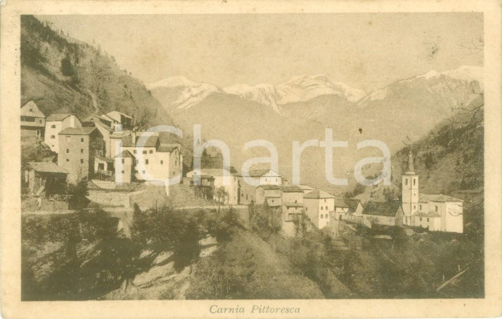 Cartolina originale da collezione 1917 TOLMEZZO UD Panorama della CARNIA pittoresca Cartolina FP VG 1