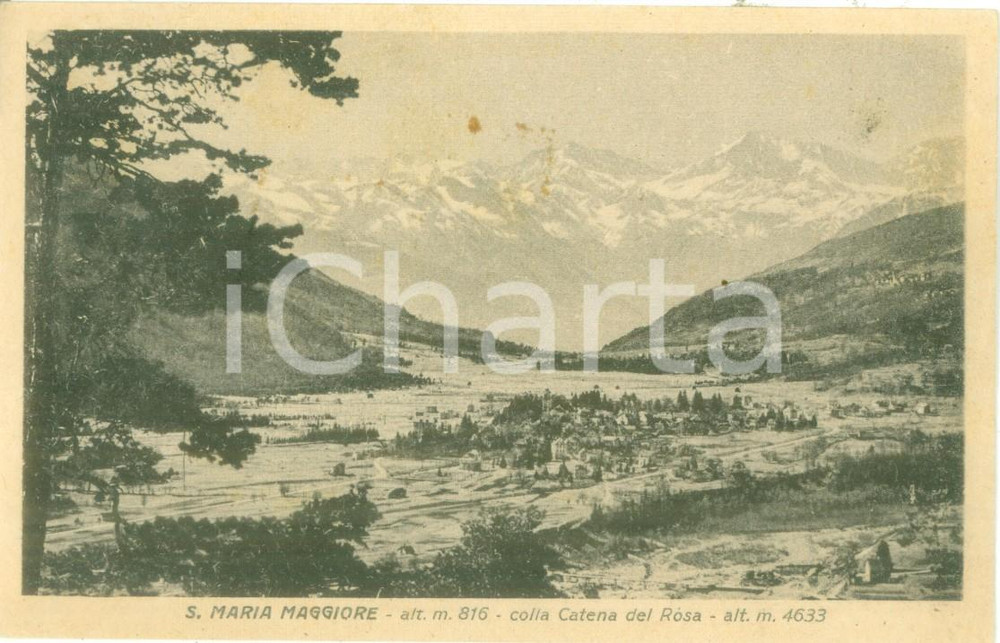 Cartolina originale da collezione 1943 SANTA MARIA MAGGIORE VB Panorama con il Monte ROSA Cartolina FP NV 1
