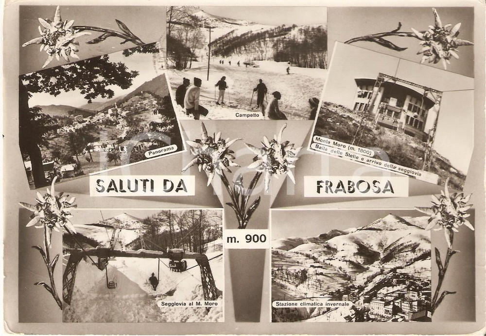Cartolina originale da collezione 1961 FRABOSA SOPRANA CN Vedutine Baita delle Stelle e seggiovia Cartolina FG 1