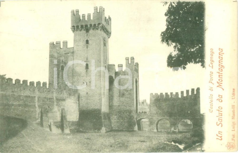 Cartolina originale da collezione 1908 MONTAGNANA PD Il Castello di LEGNAGO Cartolina postale FP VG 1