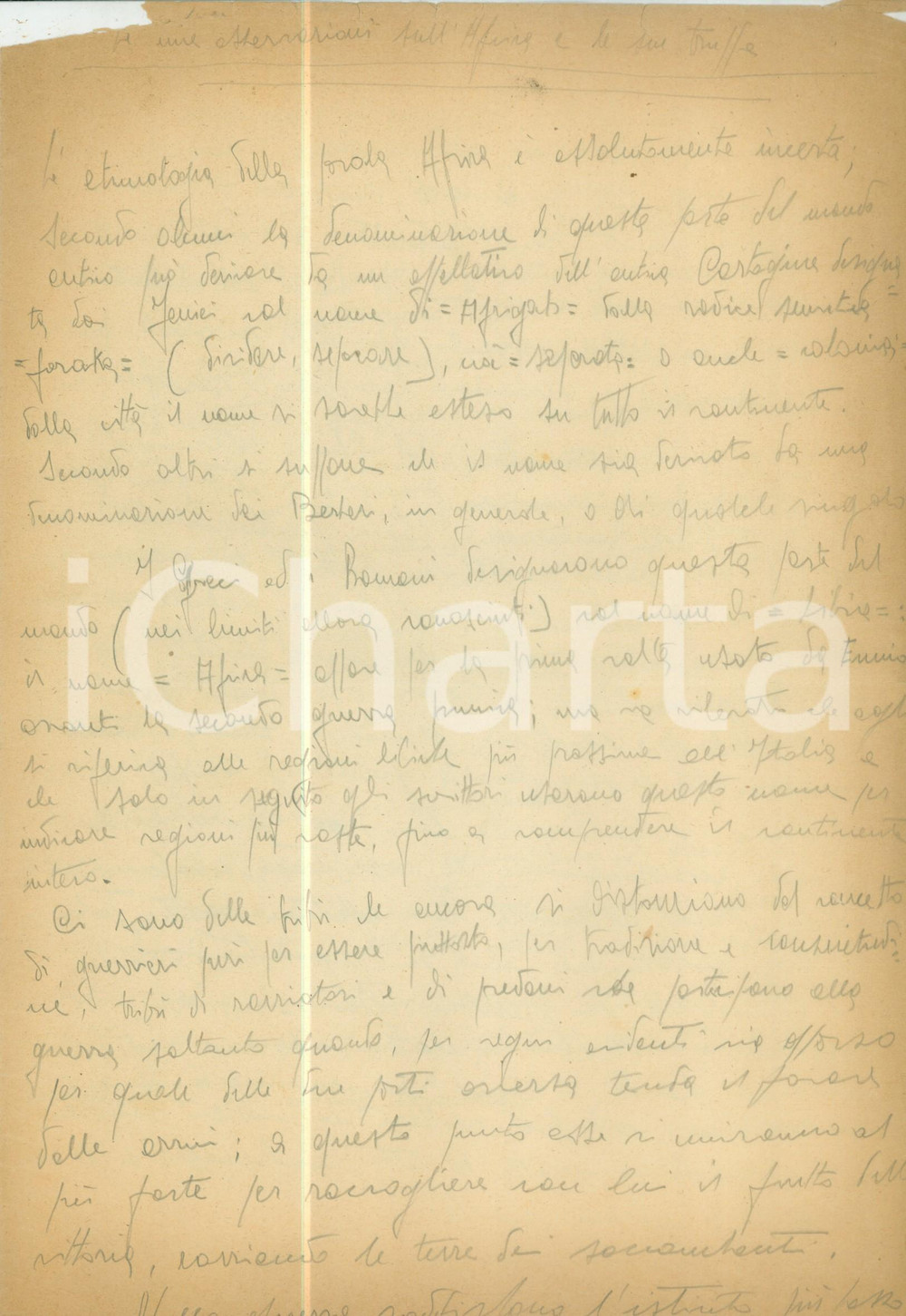 Documento originale, autentico 1940 ca ANONIMO Osservazioni sull AFRICA e le sue truppe Bozza manoscritta 1