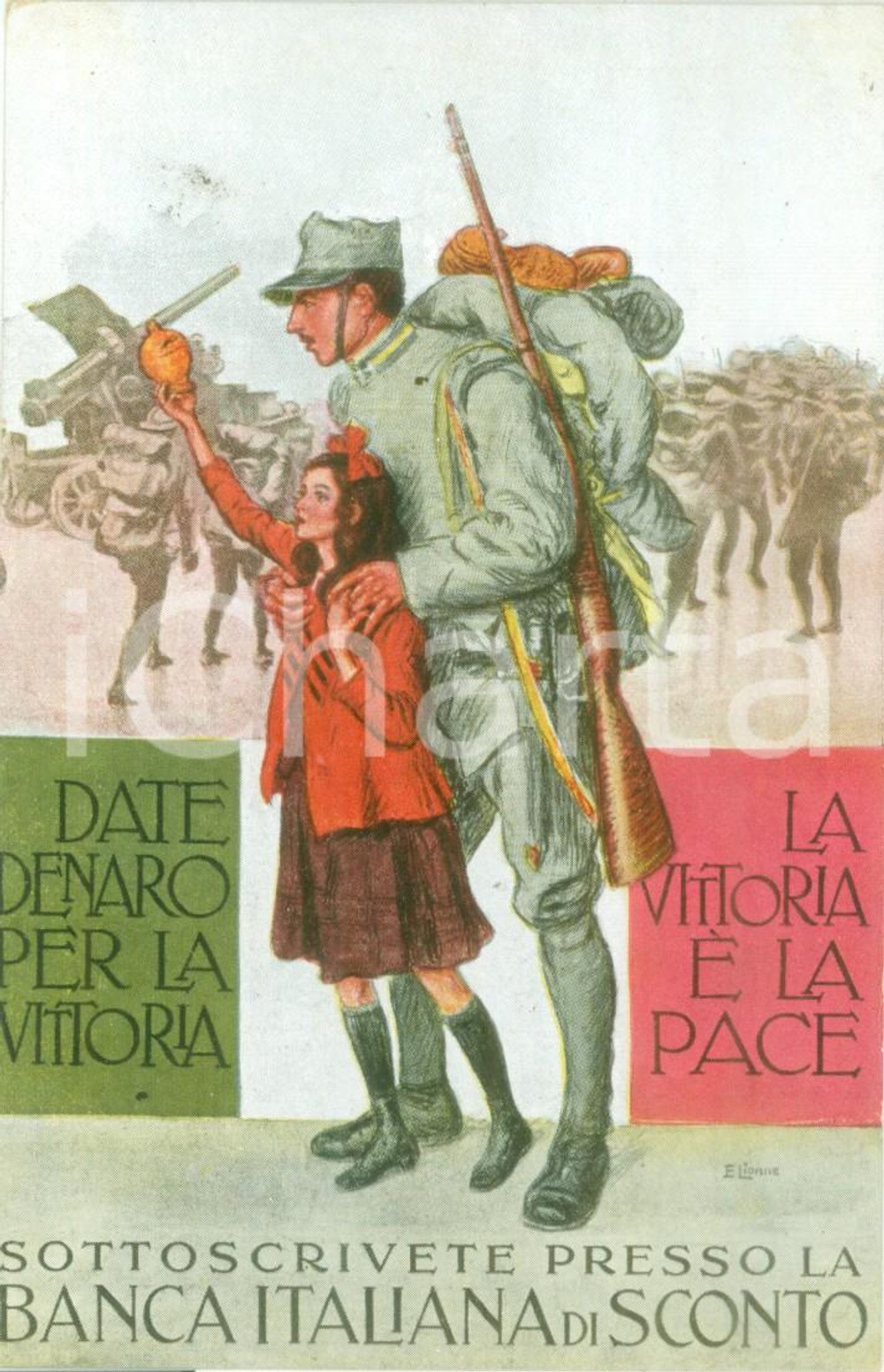 Cartolina originale da collezione 1918 PROPAGANDA WW1 Date denaro per la Vittoria Cartolina FP NV 1 1