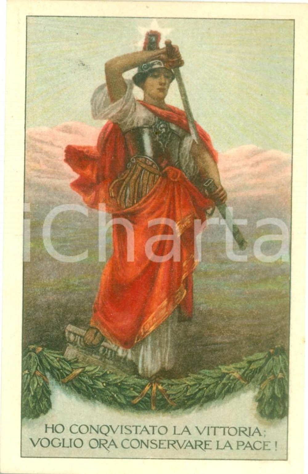 1918 PROPAGANDA WW1 Conquistare Vittoria conservare Pace *Cartolina FP NV