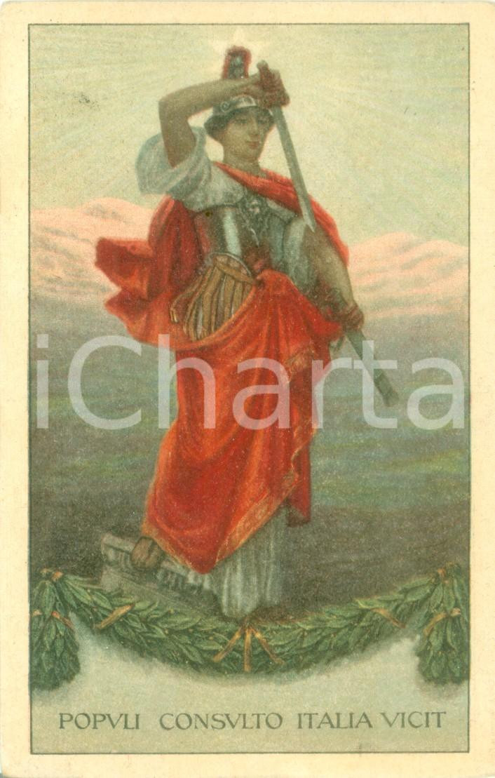Cartolina originale da collezione 1918 PROPAGANDA WW1 Populi consulto Italia vicit Cartolina FP NV 1