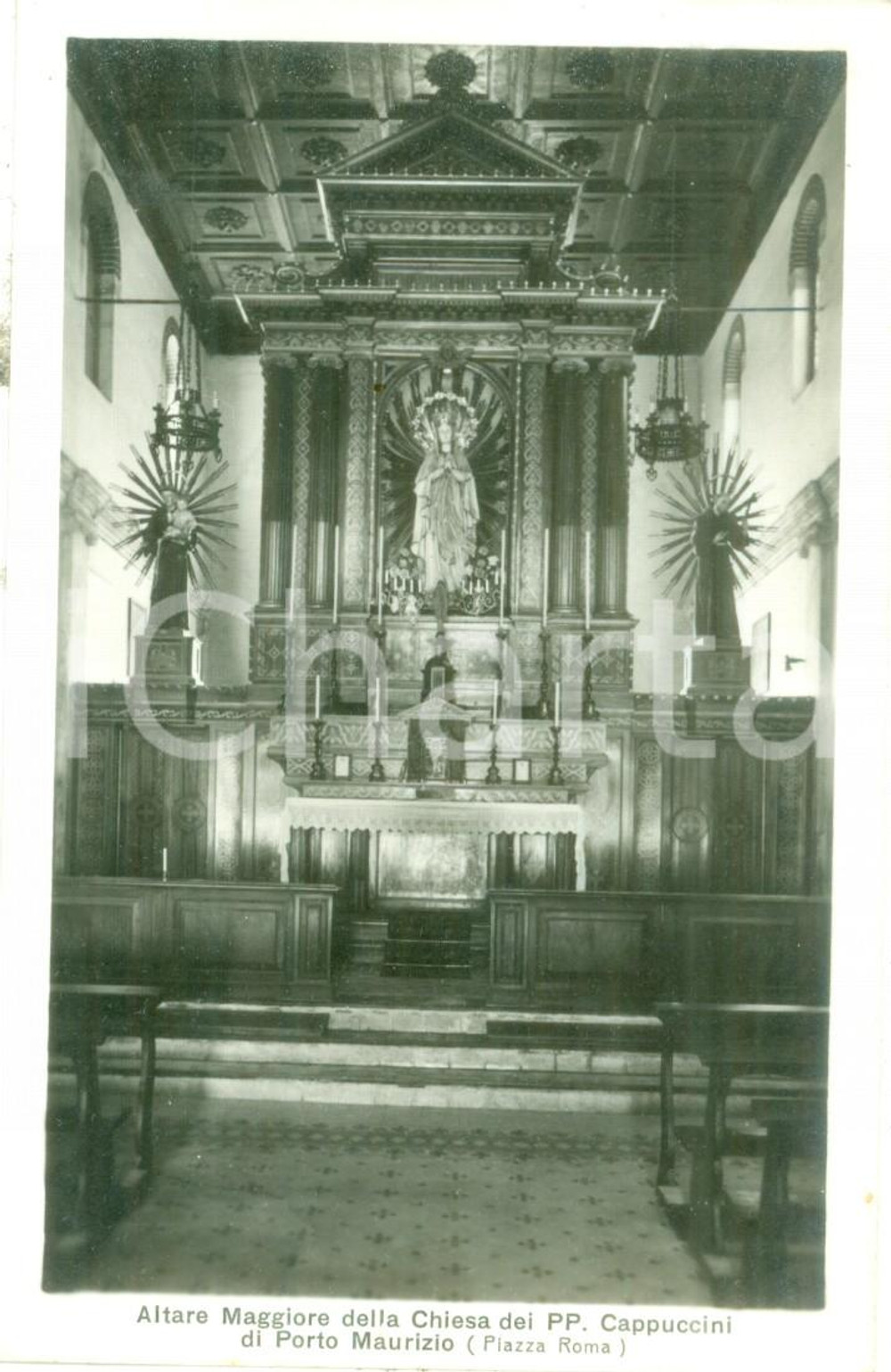 Cartolina originale da collezione 1935 ca PORTO MAURIZIO IM Altare Maggiore Chiesa Padri Cappuccini Cartolina FP 1