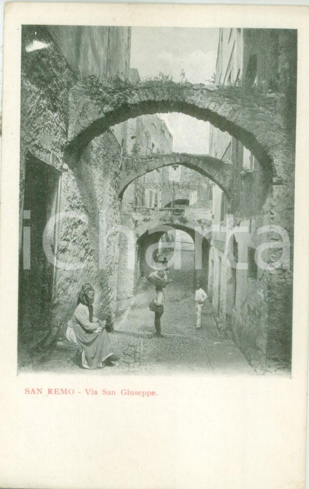 Cartolina originale da collezione 1900 ca SANREMO IM Anziani in Via SAN GIUSEPPE Cartolina FP NV 1