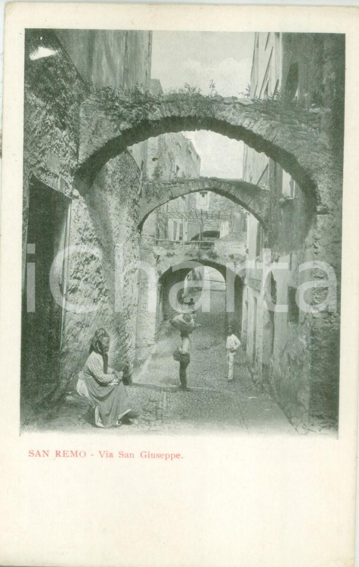 Cartolina originale da collezione 1900 ca SANREMO IM Anziani in Via SAN GIUSEPPE Cartolina FP NV 1