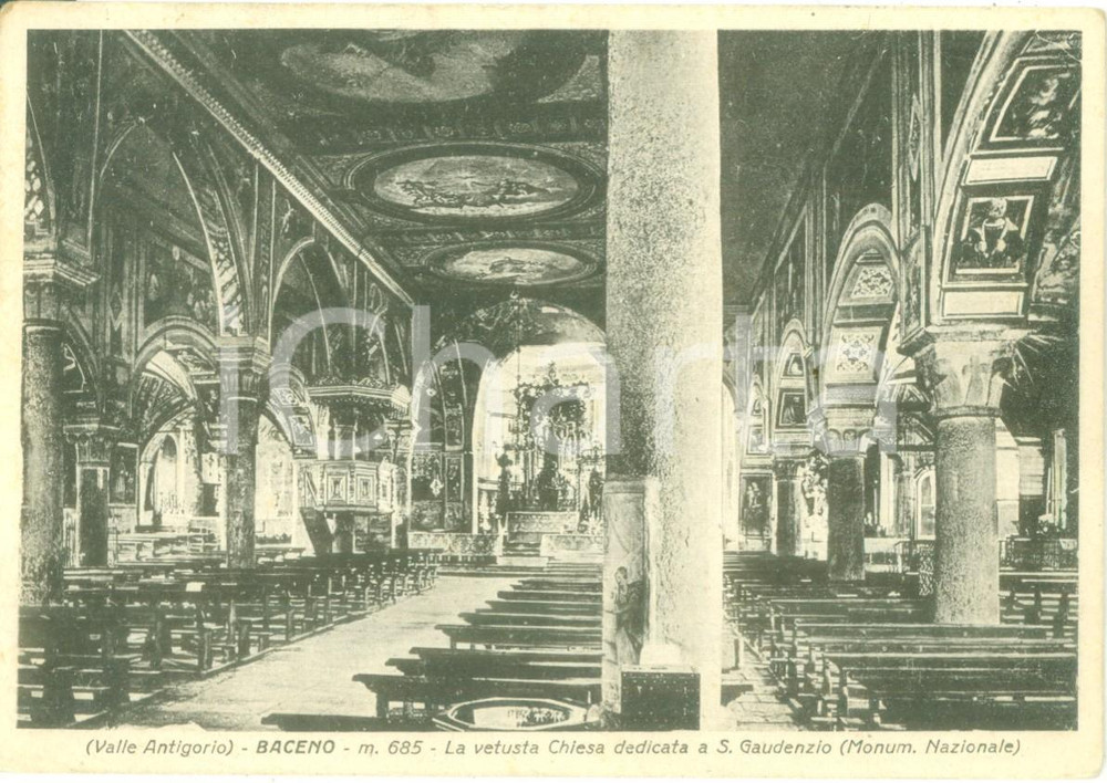 Cartolina originale da collezione 1948 BACENO VB La vetusta chiesa di SAN GAUDENZIO Cartolina postale FG VG 1