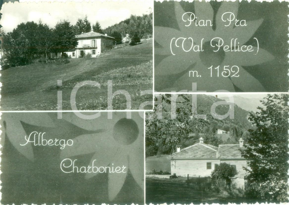 Cartolina originale da collezione 1955 TORRE PELLICE TO Vedutine PIAN PRA Albergo CHARBONIER Cartolina FG VG 1