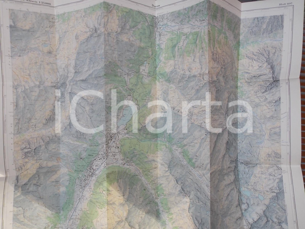 Mappa, planimetria storica 1967 Landeskarte der SCHWEIZ  DAVOS Mappa a colori 55x80 cm 1