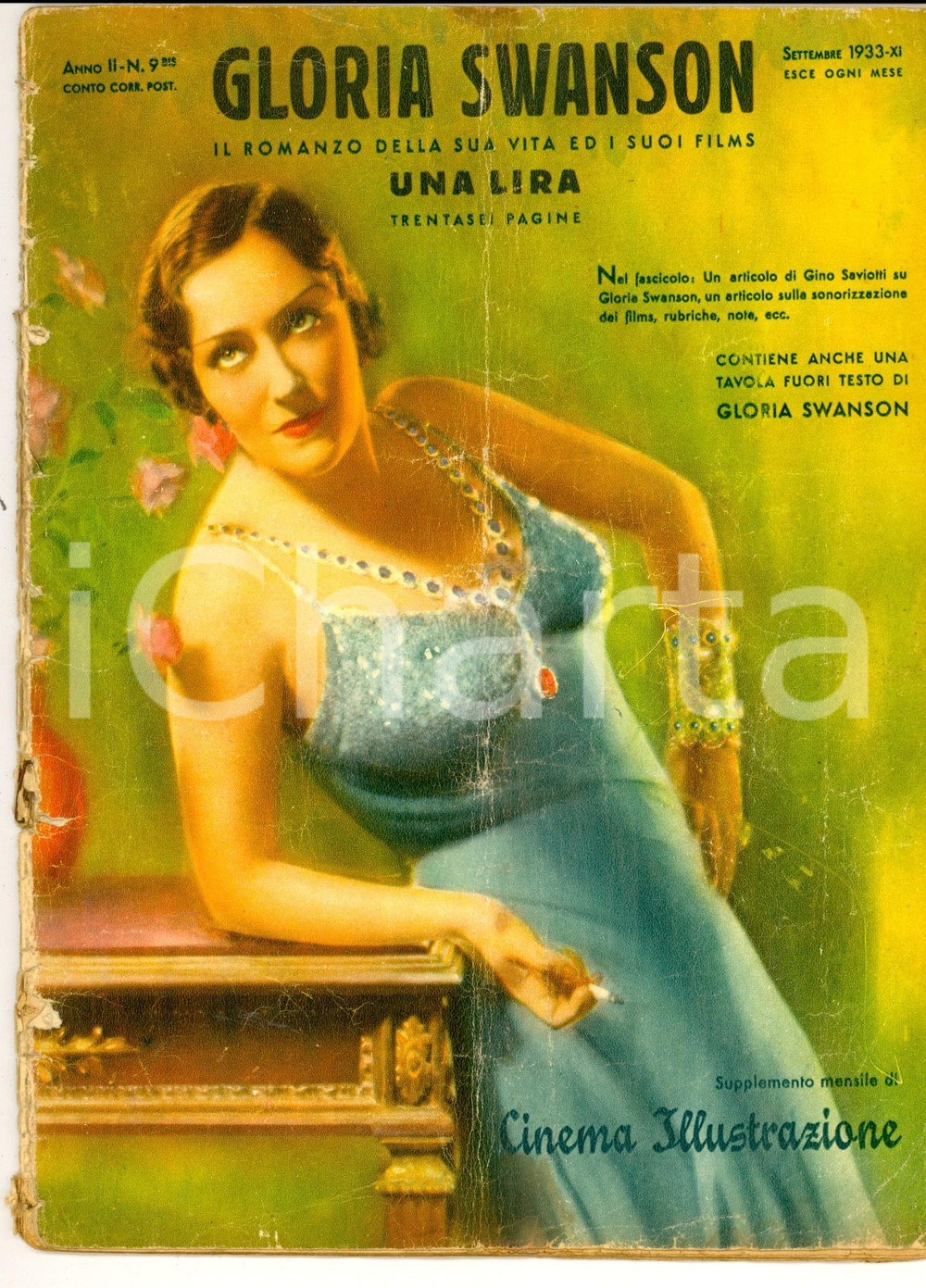 Giornale, rivista storica 1933 GLORIA SWANSON Il romanzo della sua vita e i suoi film ILLUSTRATO 1