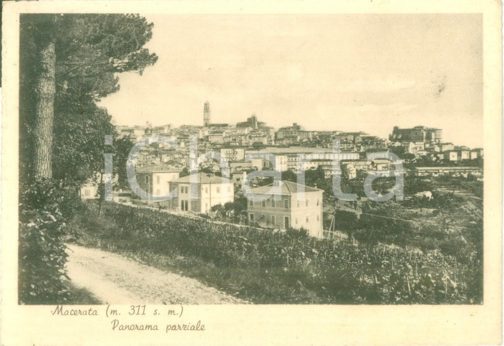 Cartolina originale da collezione 1942 MACERATA Panorama parziale della cittÃ  Cartolina postale FG VG 1