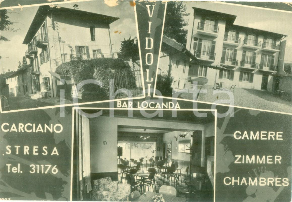 Cartolina originale da collezione 1950 ca CARCIANO DI STRESA VB Bar locanda VIDOLI Vedutine Cartolina FG NV 1