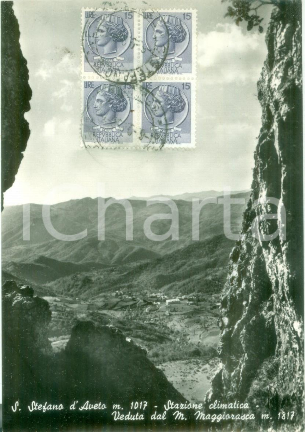 Cartolina originale da collezione 1958 SANTO STEFANO D AVETO GE Panorama dal Monte MAGGIORASCA Cartolina FG VG 1