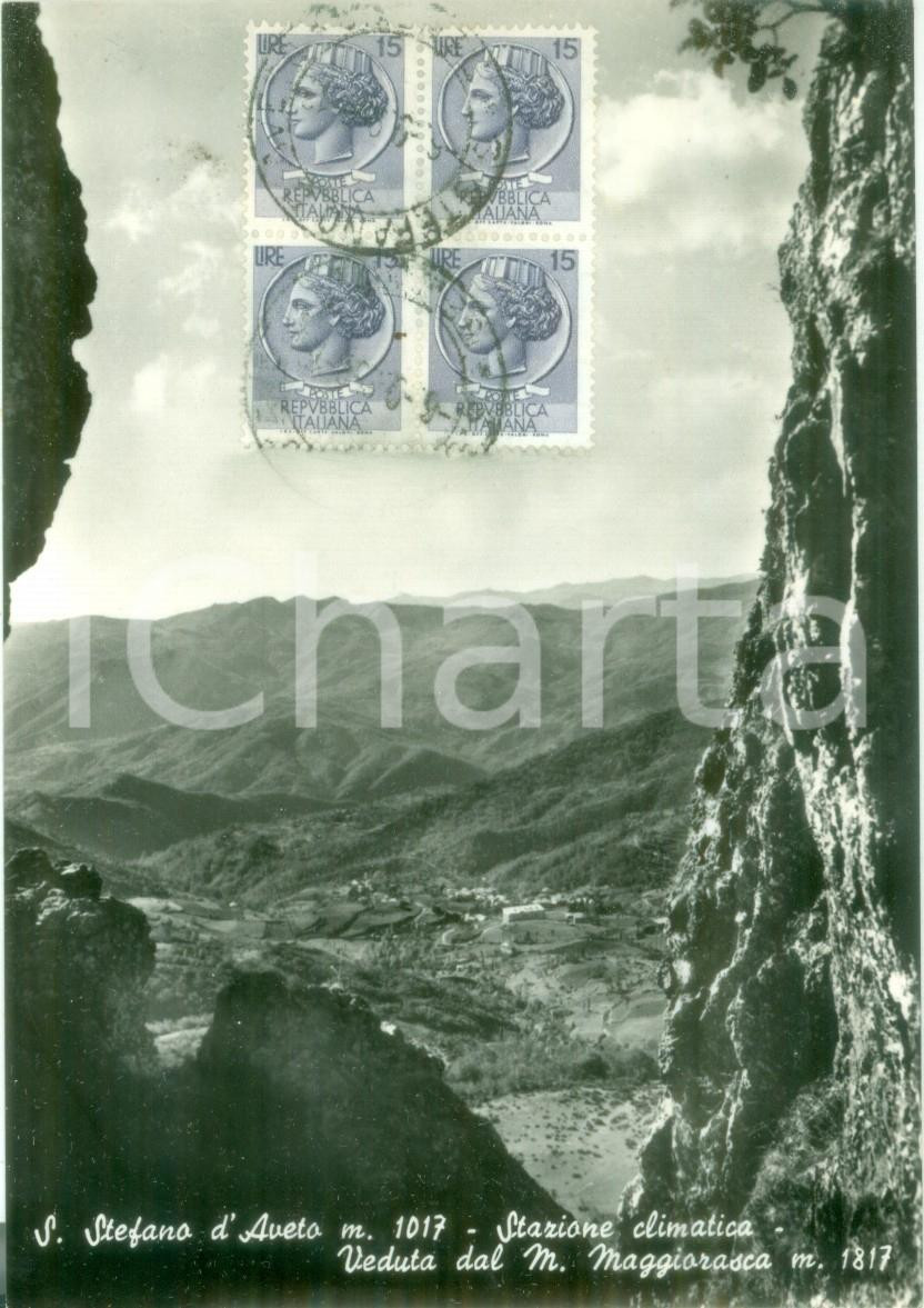 Cartolina originale da collezione 1958 SANTO STEFANO D AVETO GE Panorama dal Monte MAGGIORASCA Cartolina FG VG 1
