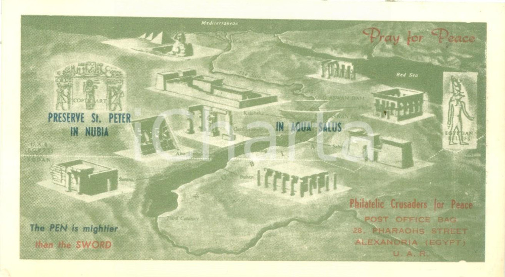 Cartolina originale da collezione 1965 ALESSANDRA D EGITTO Philatelic Crusaders for Peace Cartolina FG NV 1