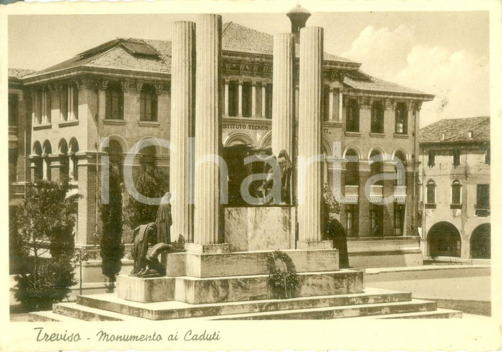 Cartolina originale da collezione 1939 TREVISO Il Monumento ai Caduti Cartolina postale FG VG 1