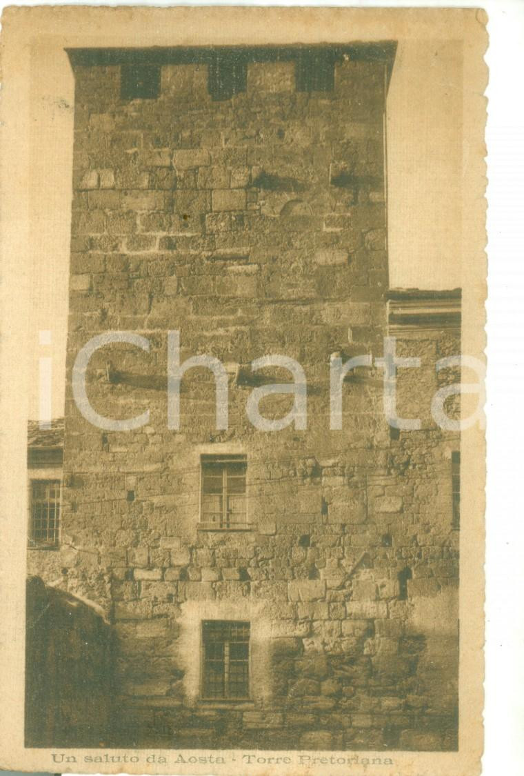Cartolina originale da collezione 1927 AOSTA Facciata della Torre Pretoriana Cartolina postale FP VG 1