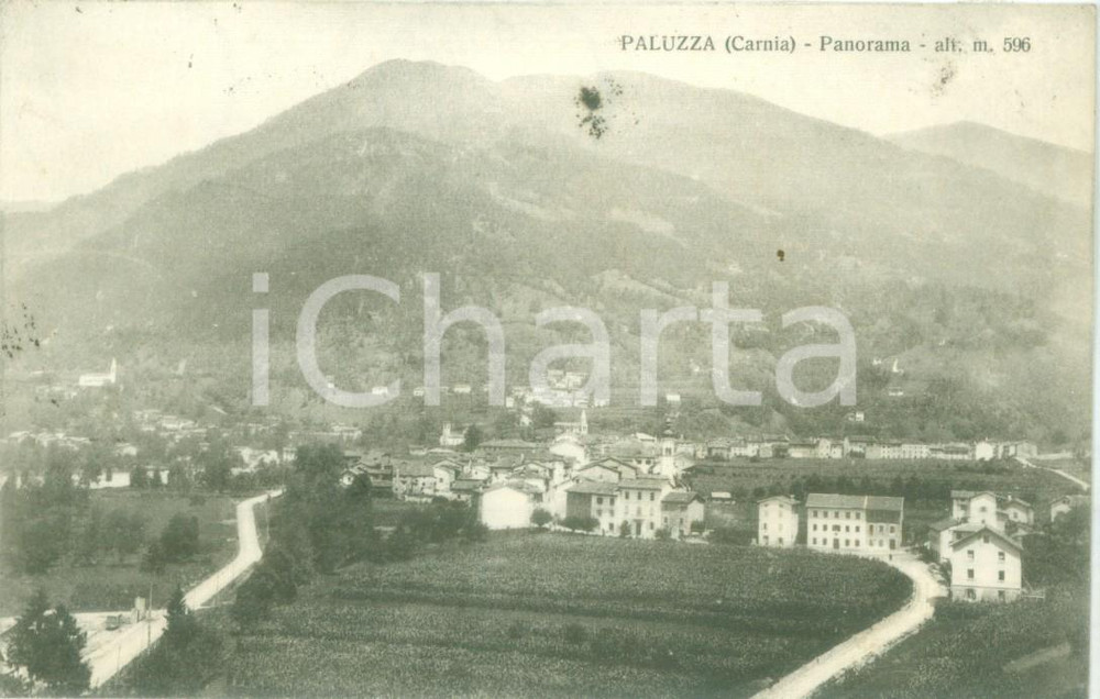 1921 PALUZZA (UD) Panorama del paese in CARNIA *Cartolina FP VG