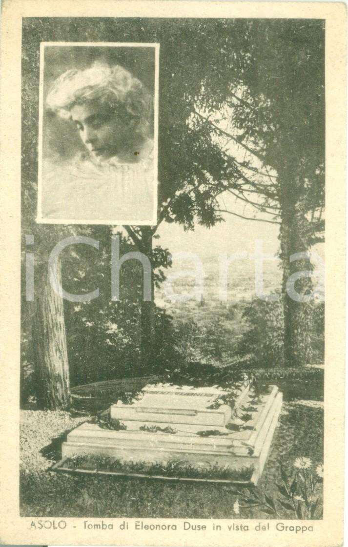 Cartolina originale da collezione 1930 ca ASOLO TV Tomba di Eleonora DUSE in vista del GRAPPA Cartolina FP NV 1