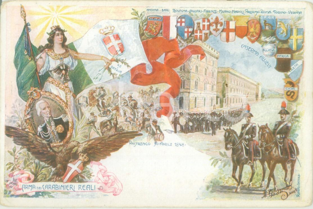 Cartolina originale da collezione 1900 ca ARMA DEI CARABINIERI REALI Cartolina reggimentale FP NV 1