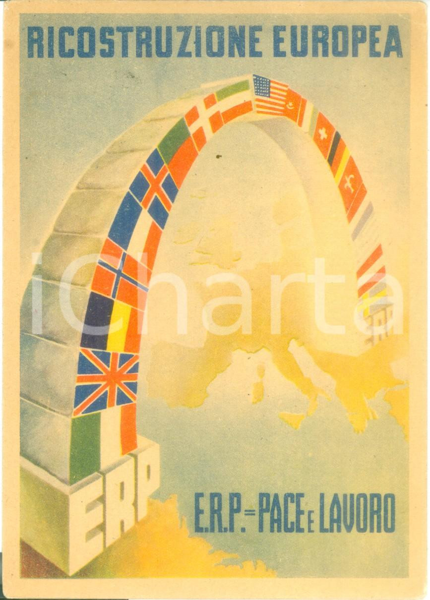 Cartolina originale da collezione 1950 ca ROMA ERP Ricostruzione europea Cartolina ILLUSTRATA FG NV 5 1