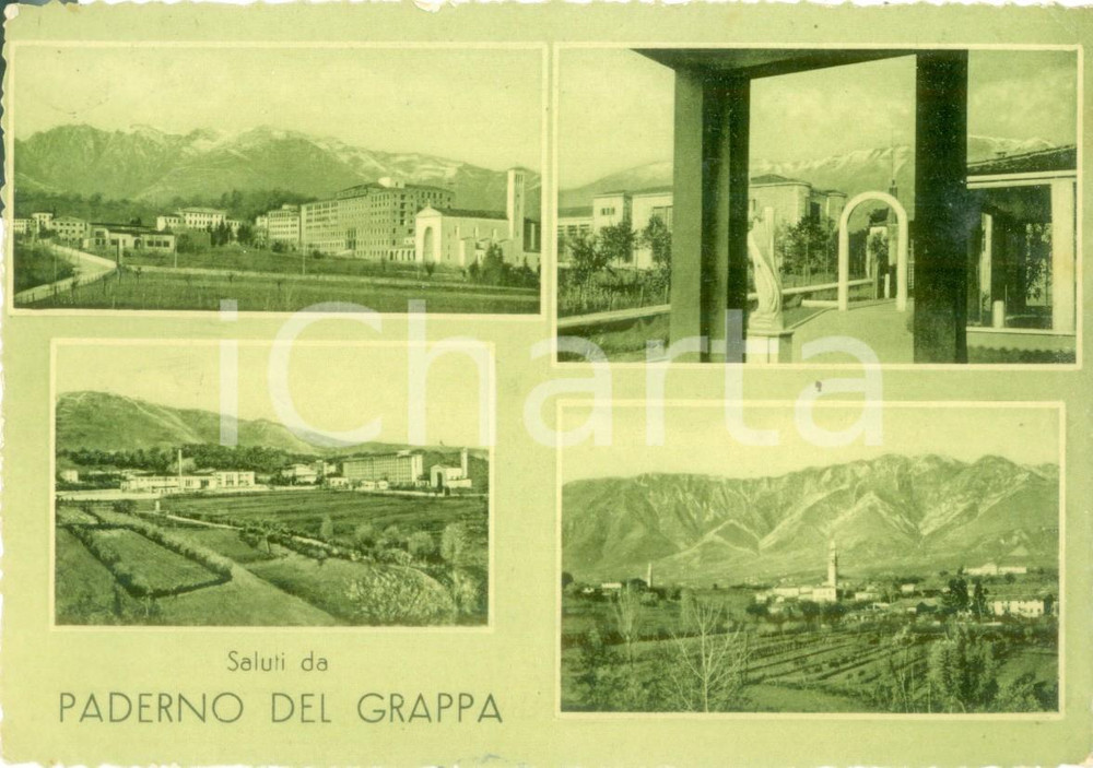 Cartolina originale da collezione 1956 PADERNO DEL GRAPPA TV Vedutine Cartolina postale FG VG 1