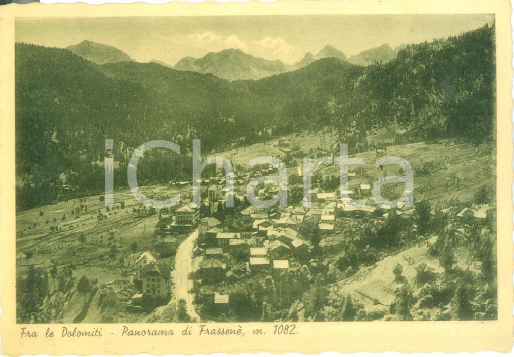 Cartolina originale da collezione 1938 VOLTAGO AGORDINO BL Panorama di FRASSENÃˆ con DOLOMITI Cartolina FG VG 1