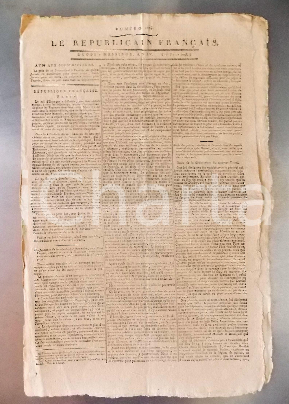 Giornale, rivista storica 1796 LE REPUBLICAIN FRANCAIS Gazette REVOLUTION NÂ° 1289 Arrestation de DROUET 1