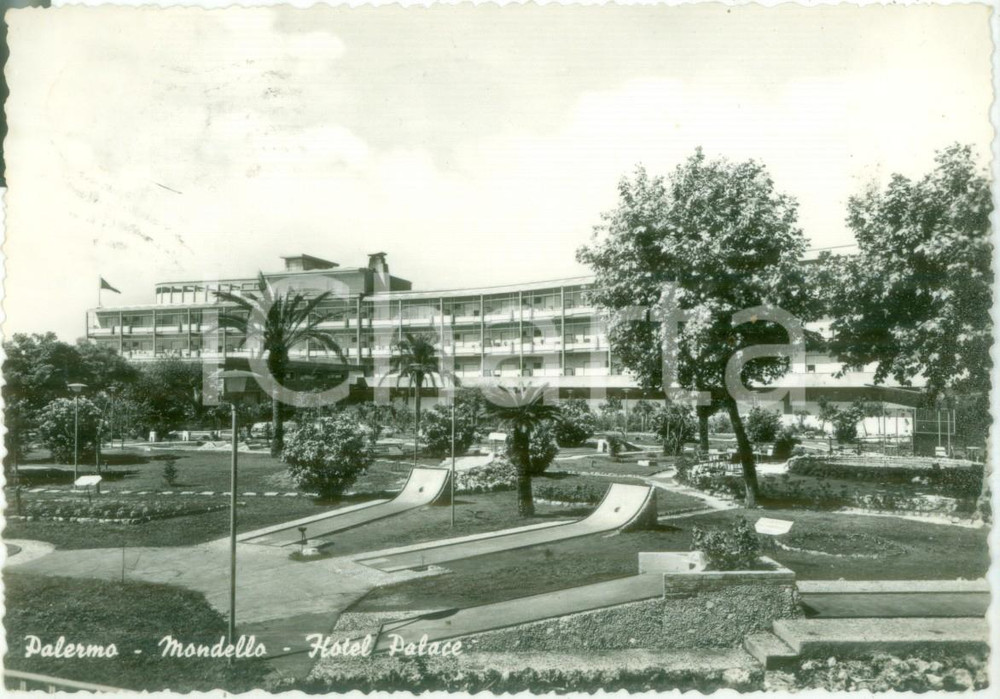 Cartolina originale da collezione 1959 PALERMO Veduta dell Hotel PALACE a MONDELLO Cartolina FG VG 1