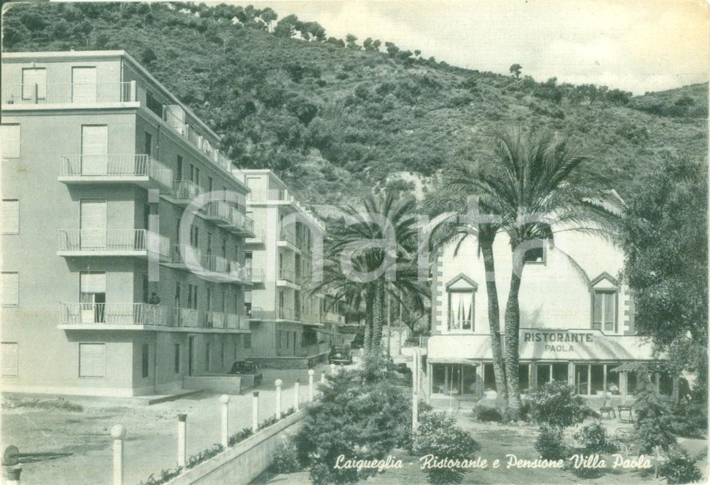 Cartolina originale da collezione 1955 LAIGUEGLIA SV Ristorante e pensione VILLA PAOLA Cartolina FG VG 1
