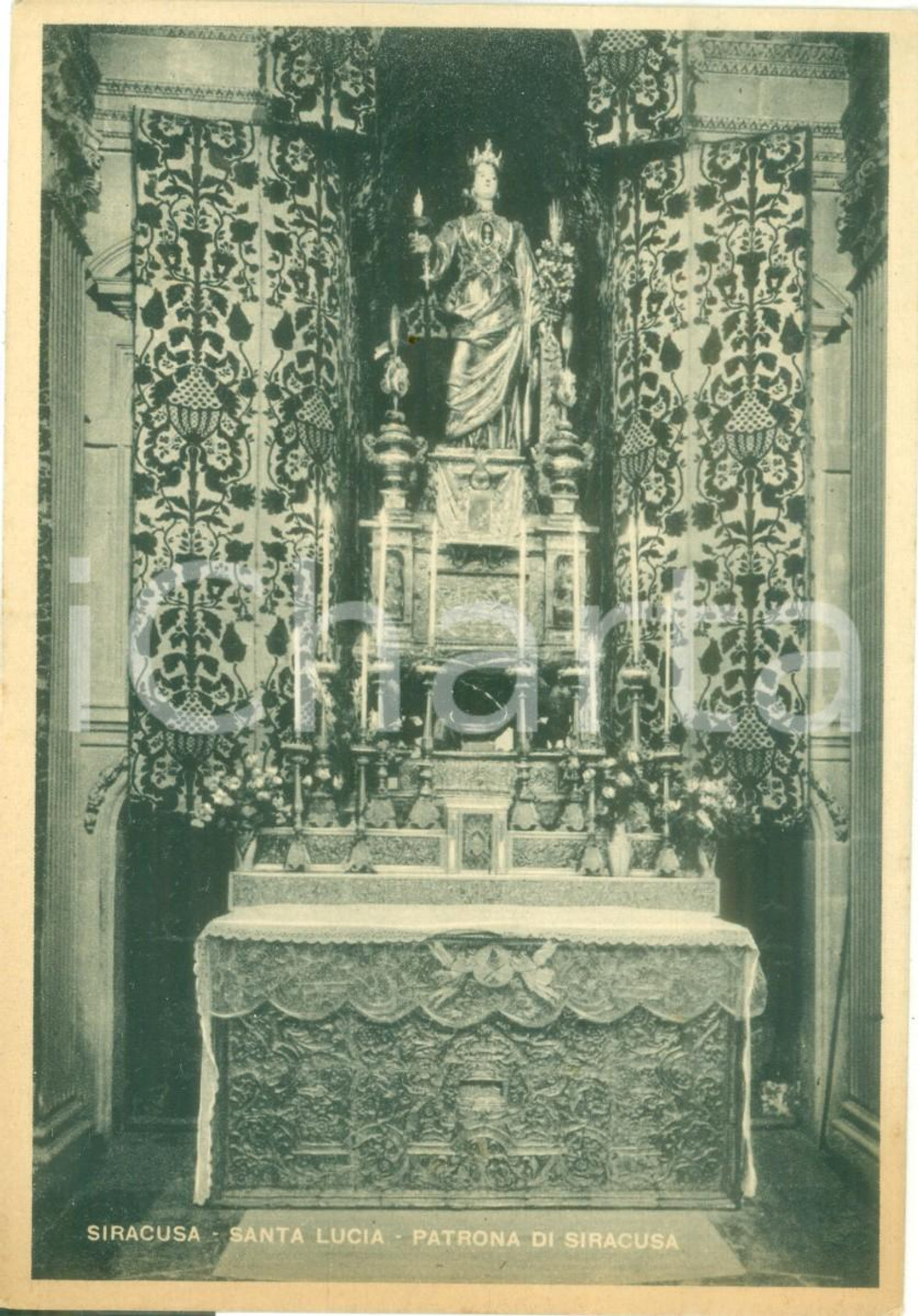Cartolina originale da collezione 1941 SIRACUSA Statua di Santa Lucia patrona della cittÃ  Cartolina FG NV 1