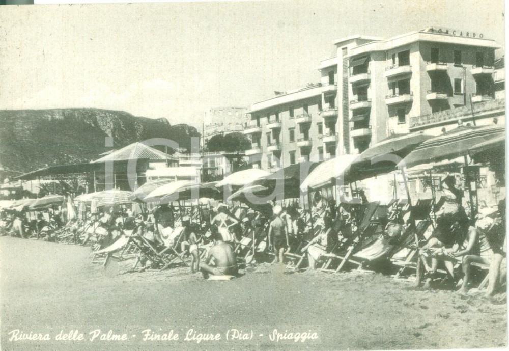 Cartolina originale da collezione 1960 ca FINALE LIGURE SV La spiaggia di FINALE PIA Cartolina ANIMATA FG VG 1
