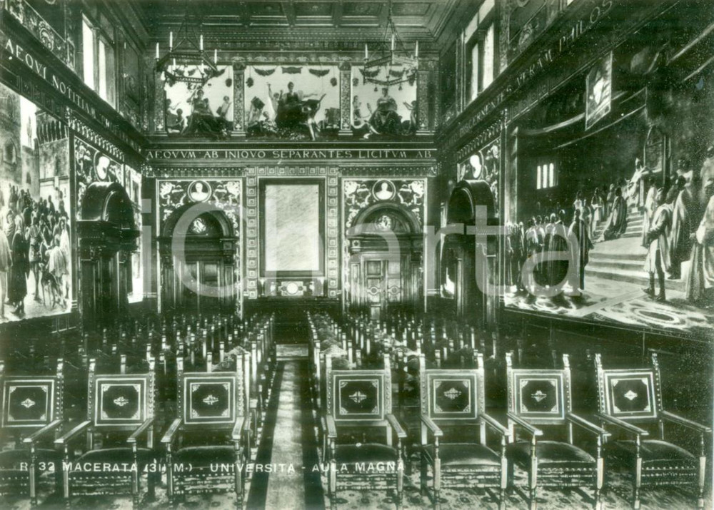 Cartolina originale da collezione 1965 ca MACERATA L aula Magna dell UniversitÃ  Cartolina postale FG NV 1