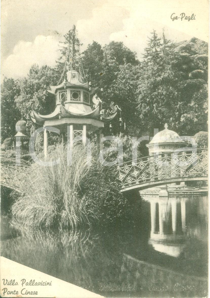 Cartolina originale da collezione 1950 GENOVA PEGLI Il ponte cinese di Villa PALLAVICINI Cartolina FG VG 1