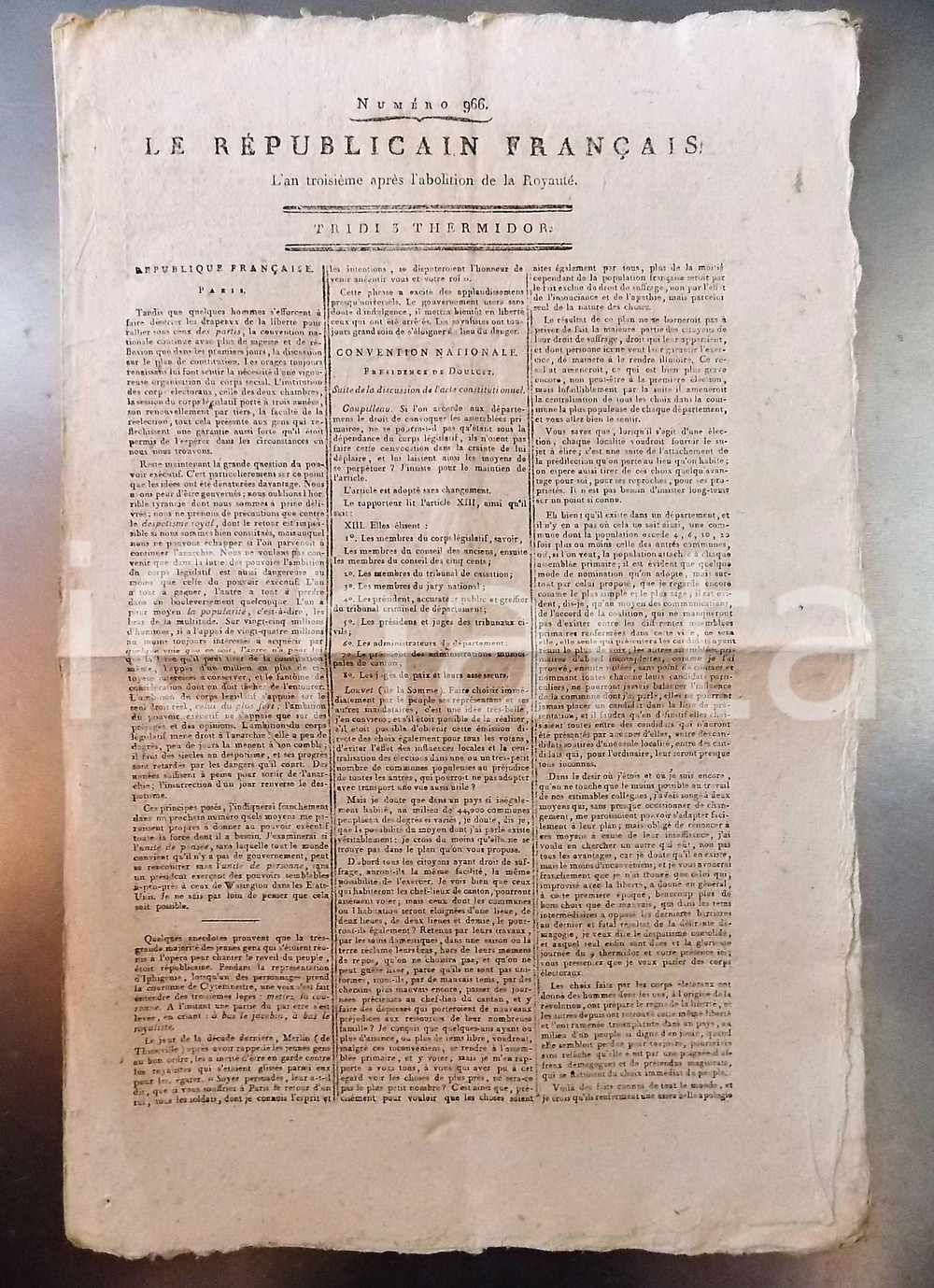 Giornale, rivista storica 1795 LE REPUBLICAIN FRANCAIS Gazette REVOLUTION nÂ° 966 L acte constitutionnel 1