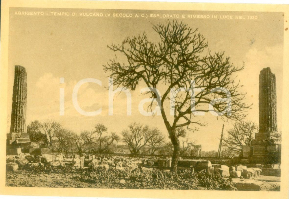 Cartolina originale da collezione 1934 AGRIGENTO Tempio di VULCANO dopo gli scavi archeologici Cartolina FG NV 1