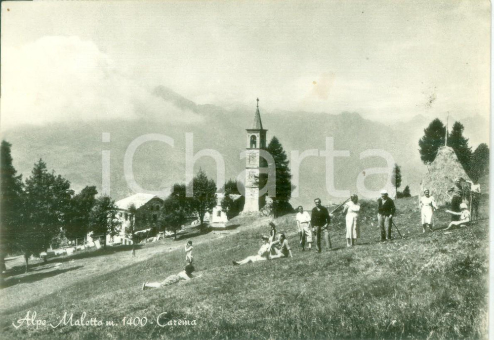 Cartolina originale da collezione 1955 CAREMA TO Turisti in vista all Alpe MALETTO Cartolina FG VG 1