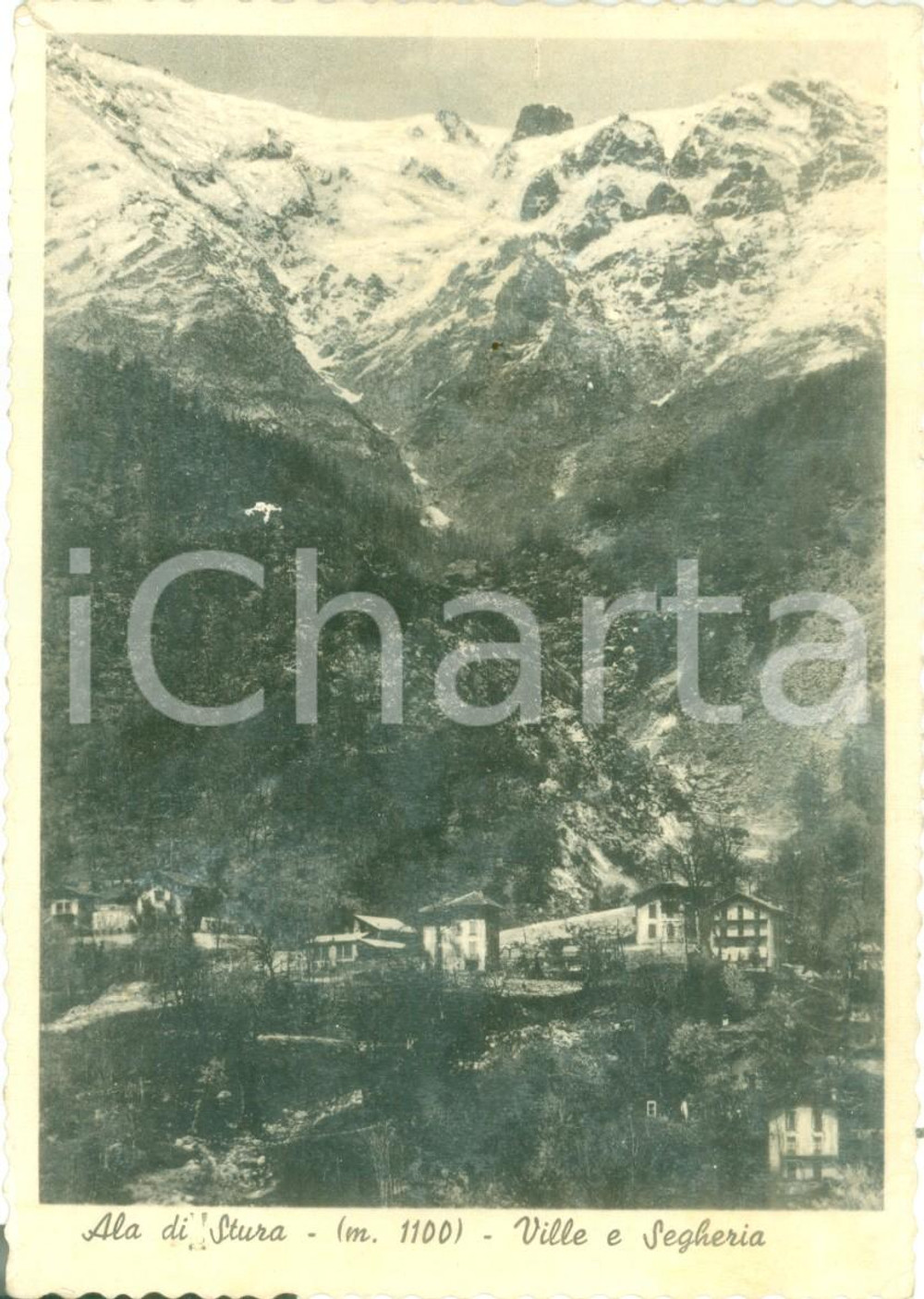 Cartolina originale da collezione 1955 ca ALA DI STURA TO Panorama con ville e segheria Cartolina FG VG 1