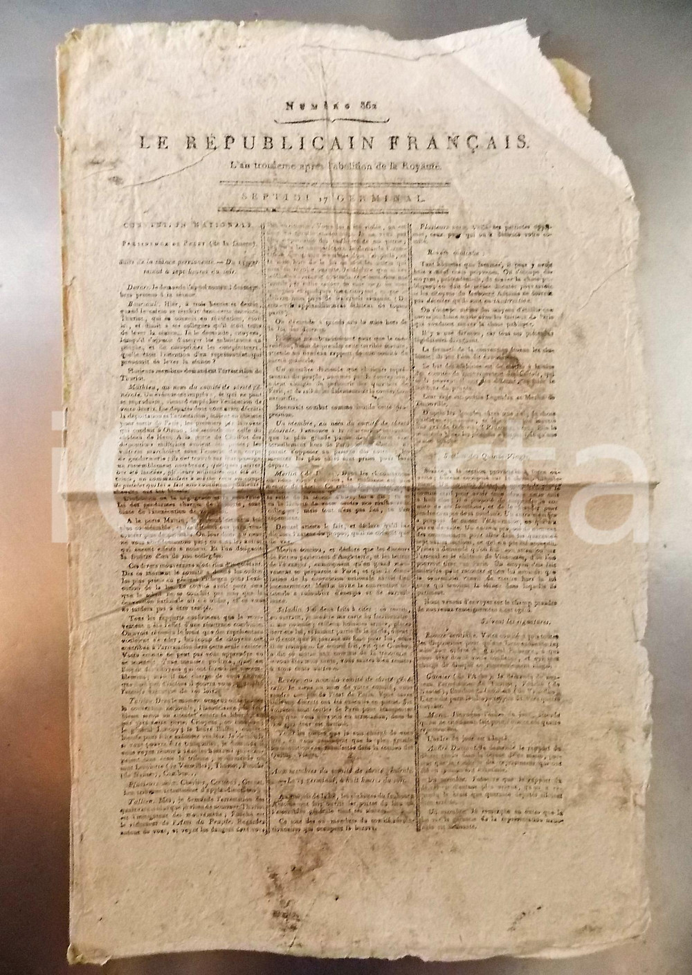 Giornale, rivista storica 1795 LE REPUBLICAIN FRANCAIS Gazette REVOLUTION nÂ° 862 LYON Ã  la Convention 1
