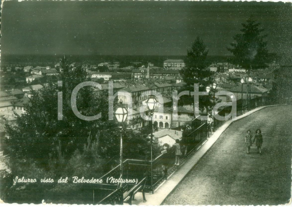 Cartolina originale da collezione 1954 SALUZZO CN Gemelline sul Belvedere Cartolina postale FG VG 1