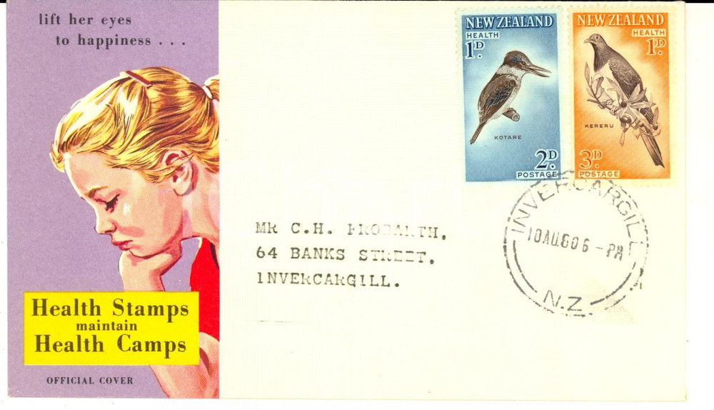 Materiale pubblicitario d’epoca 1960 NEW ZEALAND Health Postage Stamps  Official Cover KING GEORGE V Memorial 1