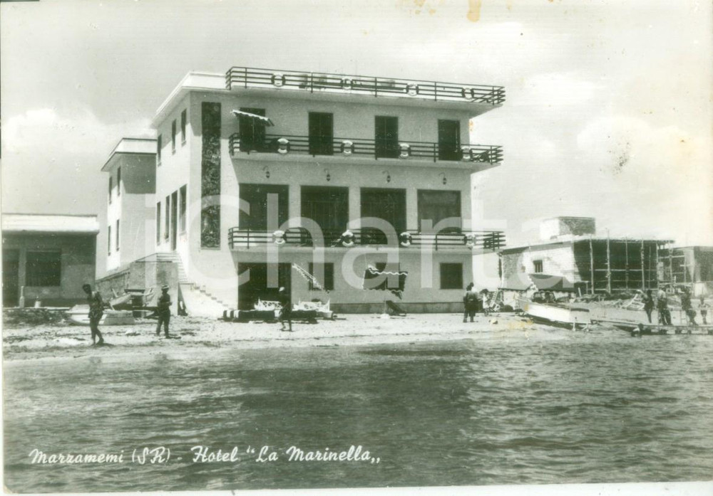 Cartolina originale da collezione 1957 PACHINO SR Hotel La Marinella a MARZAMEMI Cartolina FG VG 1