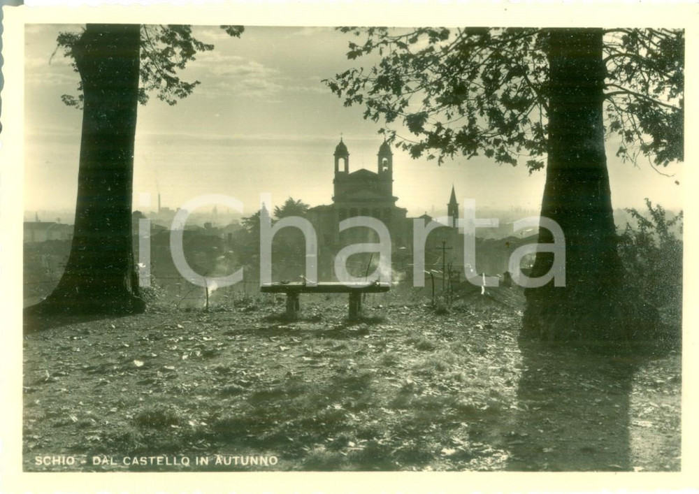 Cartolina originale da collezione 1951 SCHIO VI Panorama dal castello in autunno Cartolina FG VG 1