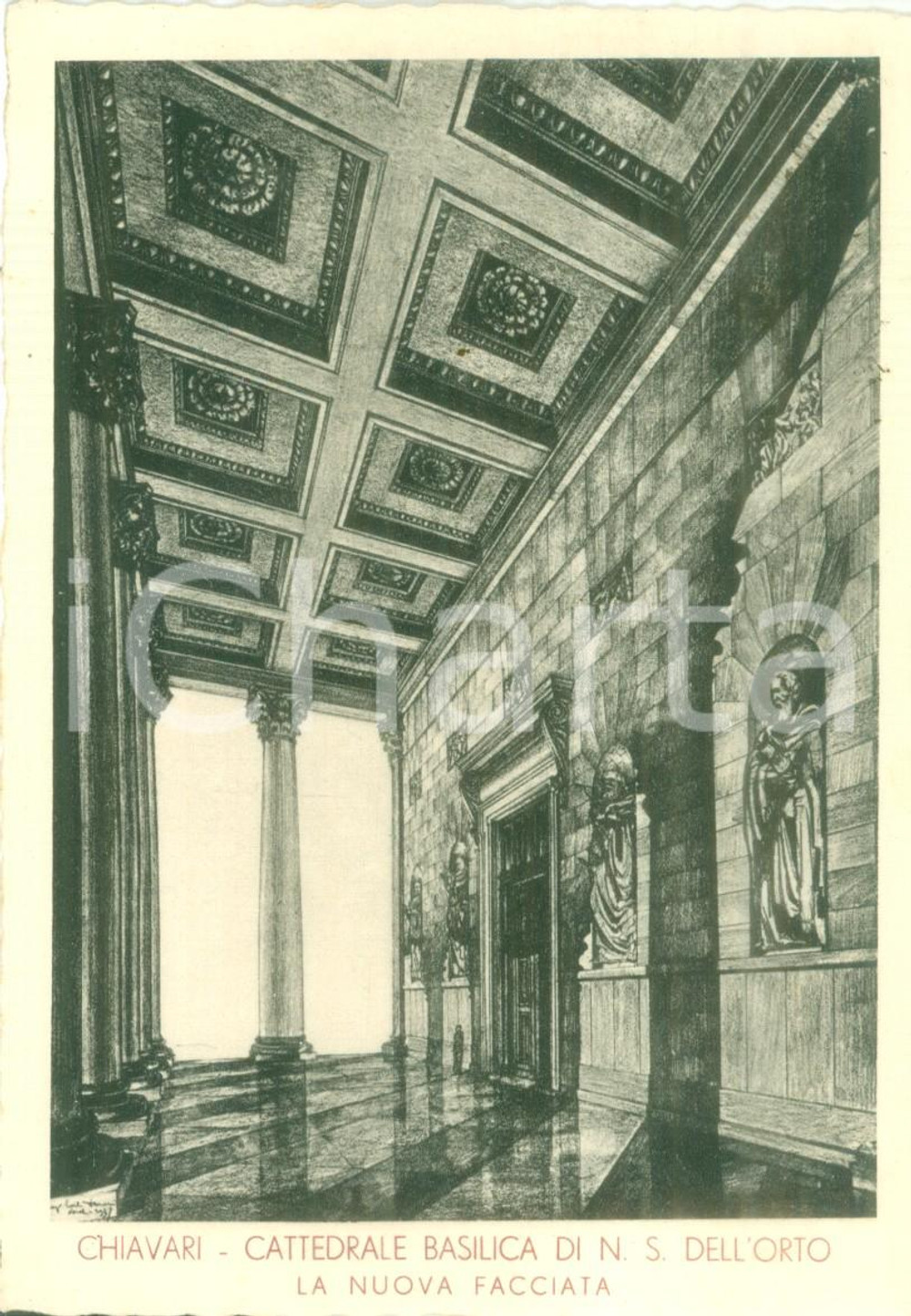 Cartolina originale da collezione 1941 CHIAVARI GE Cattedrale Basilica di Nostra Signora DELL ORTO Cartolina FG 1