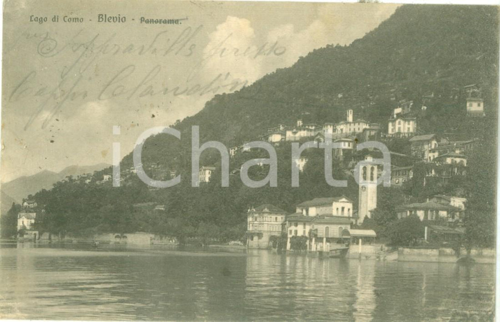 Cartolina originale da collezione 1923 BLEVIO CO Panorama del paese dal Lago Cartolina FP VG 1