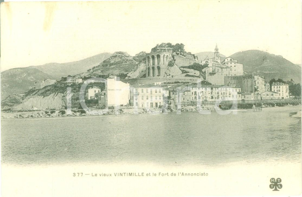 Cartolina originale da collezione 1900 ca VENTIMIGLIA IM Panorama con Forte dell Annunziata Cartolina FP NV 1