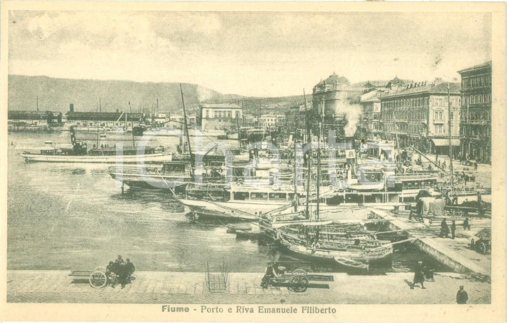 Cartolina originale da collezione 1935 ca FIUME CROAZIA Porto e Riva Emanuele Filiberto Cartolina FP NV 1